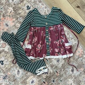 Cheeky Plum Striped and Floral Playset Outfit 4T